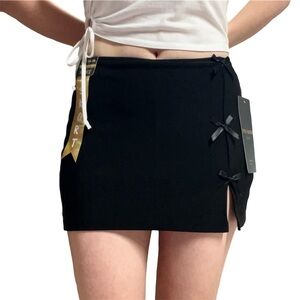 NWT✨ | Free Haven | Black Mini Skort with Bow Accents and Side Slit